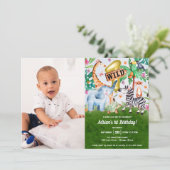 Wild One Jungle Anniversaire Photo Invitation (Debout devant)