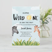 Wild One Jungle Carte d'invitation Baby shower à t (Debout devant)