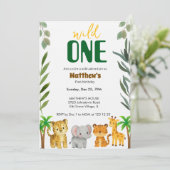 Wild One Jungle First Birthday Invitation (Debout devant)