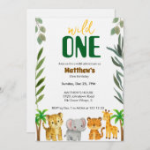 Wild One Jungle First Birthday Invitation (Devant / Derrière)