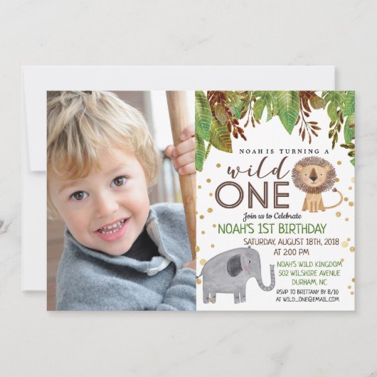 WILD ONE Jungle garçon 1er anniversaire Invitation (Devant)