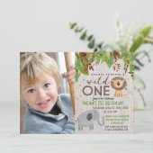 WILD ONE Jungle garçon 1er anniversaire Invitation (Debout devant)