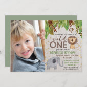 WILD ONE Jungle garçon 1er anniversaire Invitation (Devant / Derrière)