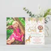 WILD ONE Jungle Girl 1er anniversaire Invitation (Debout devant)