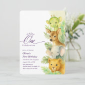 Wild One Jungle Leaves Boy 1st Birthday Invitation (Debout devant)