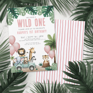 Wild One Jungle Safari 1e Verjaardagsfeestje Kaart