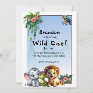 Wild One Jungle Safari 1er anniversaire Invitation