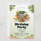 Wild One Jungle Safari Animals Kids Birthday  Kaart (Voorkant)