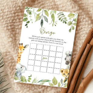 Wild One Jungle Safari Baby Shower Bingo Spel