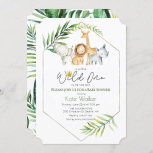 Wild One Jungle Safari Baby shower Invitation