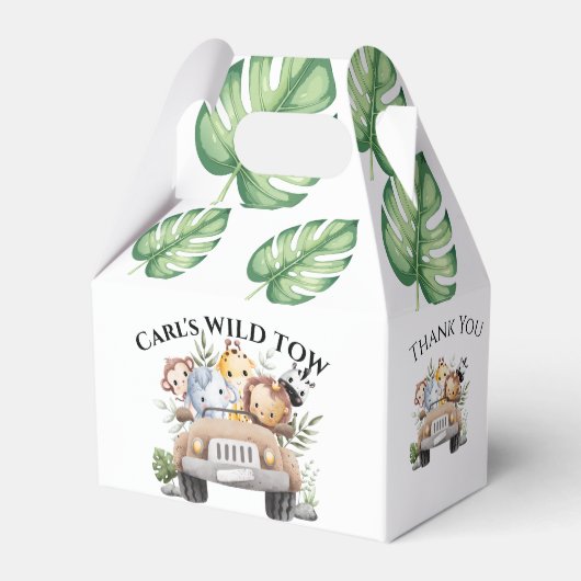 Wild One Jungle Safari Birthday for Boys Bedankdoosjes (Voorkant Zijde)