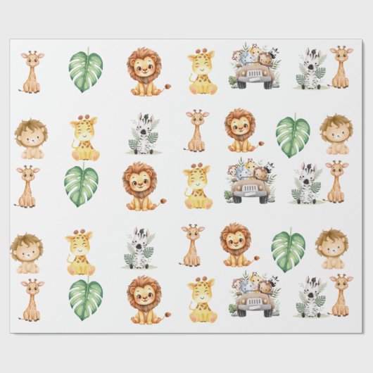 Wild One Jungle Safari Birthday for Boys Cadeaupapier (Vlak)
