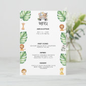 Wild One Jungle Safari Birthday for Boys Menu (Staand voorkant)