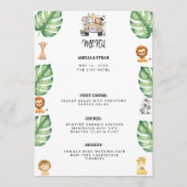 Wild One Jungle Safari Birthday for Boys Menu (Voorkant)