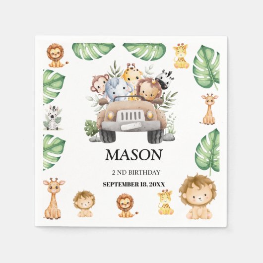 Wild One Jungle Safari Birthday for Boys Servet (Voorkant)