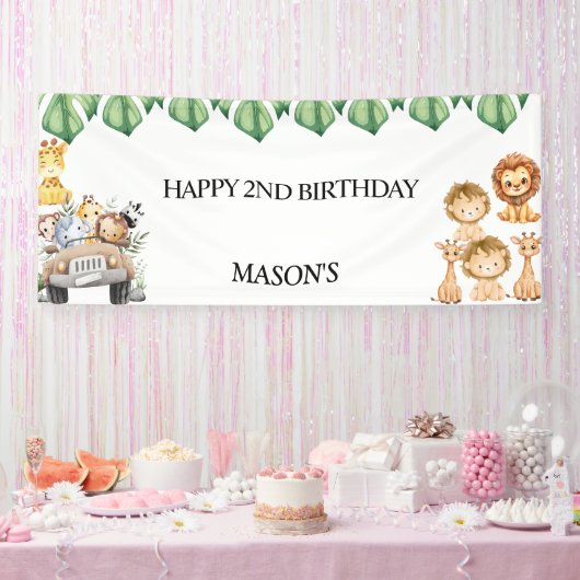 Wild One Jungle Safari Birthday for Boys Spandoek (Feest)