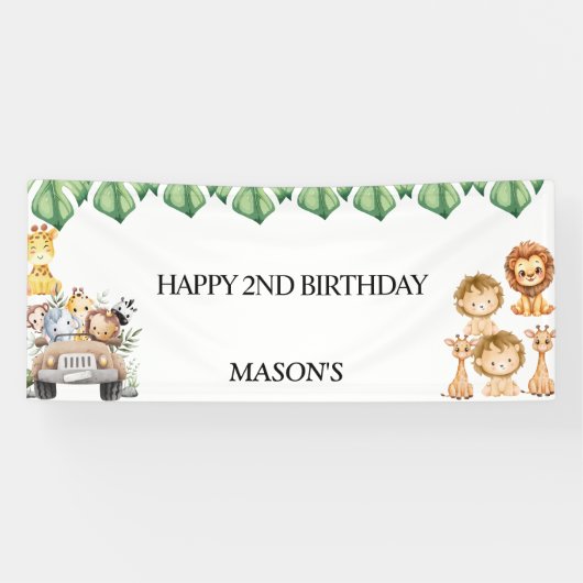 Wild One Jungle Safari Birthday for Boys Spandoek (Horizontaal)