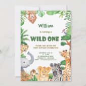Wild One Jungle Safari Invitation d'anniversaire (Devant)