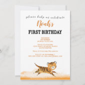 Wild One Jungle Tiger 1er Invitation anniversaire (Dos)
