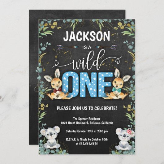 Wild One Kangaroo en Koala 1e verjaardag Kaart (Voorkant / Achterkant)