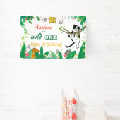 Wild One Kitty Cat Kitten 1ste verjaardag Uitnodig Spandoek (Insitu)