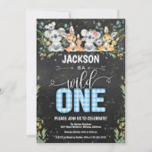 Wild One Koala & Kangaroo Gingham 1e verjaardag Kaart (Voorkant)