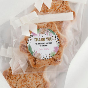 Wild One Leopard Birthday Baby shower klasse Ronde Sticker