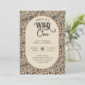 Wild One Leopard Print Neutraal 1e Verjaardag Kaart (Staand voorkant)
