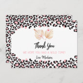 Wild One Leopard Print Pink Gold Dag Bedankkaart (Voorkant / Achterkant)