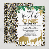 Wild One Leopard Skin Baby shower Invitation Kaart (Voorkant / Achterkant)