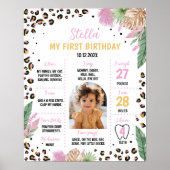 Wild One Leopard Verjaardag Mijlpaal teken Poster (Voorkant)