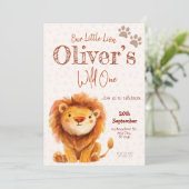 Wild One Lion 1e verjaardagsfeest uitnodiging (Staand voorkant)