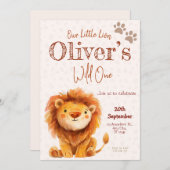 Wild One Lion 1e verjaardagsfeest uitnodiging (Voorkant / Achterkant)