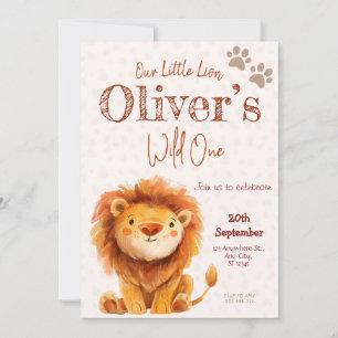 Wild One Lion 1e verjaardagsfeest uitnodiging