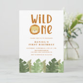 Wild One Lion 1st Birthday Invitation Kaart (Staand voorkant)