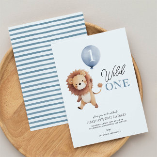 Wild One Lion 1st Birthday Kaart