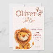 Wild one lion birthday Invitation (Devant)