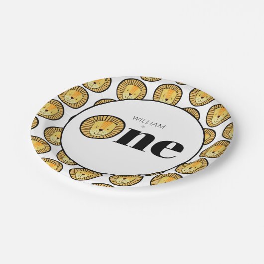 Wild One Lion Boys eerste verjaardag Papieren Bordje (Gekanteld)