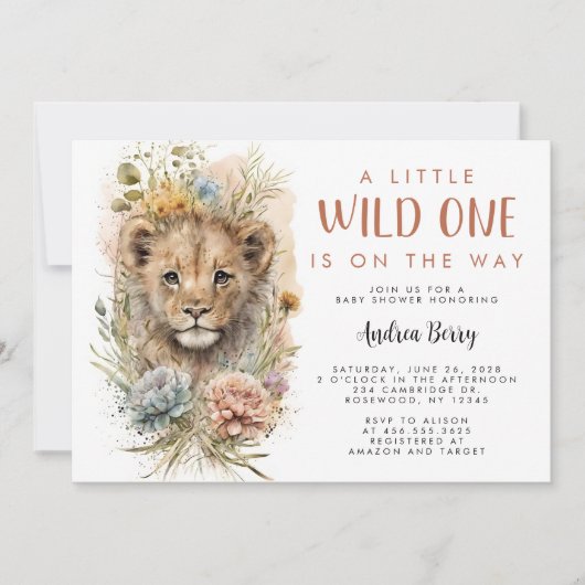 Wild One Lion Cub Baby shower Kaart (Voorkant)