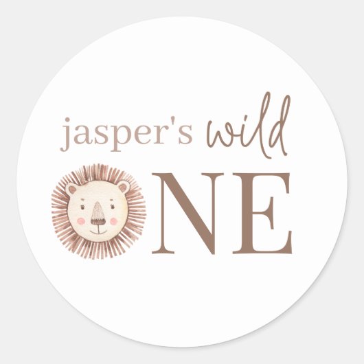 Wild One Lion Face Ronde Sticker (Voorkant)