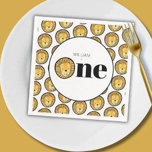 Wild One Lion Safari thema eerste verjaardag Servet