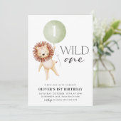 Wild One Lion Sage-ballonvaarders 1e verjaardag Kaart (Staand voorkant)