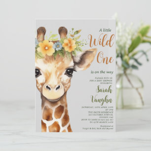 Wild One Little Giraffe Baby shower Kaart