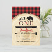 Wild One Lumberjack 1st Birthday Invitation (Debout devant)