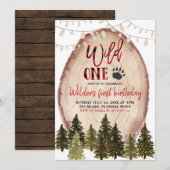 Wild One Lumberjack First Birthday Invitation Kaart (Voorkant / Achterkant)