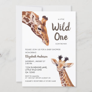 Wild One Mama en Baby Giraffe Baby shower Kaart