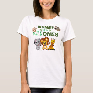Wild One mama Oerwoud Safari dierentuin Twins mama T-shirt