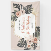 Wild One Meisje Leopard Print Verjaardag Grote Ban Spandoek (Verticaal)