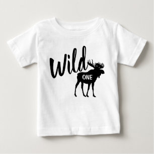 Wild One Moose 1st Birthday Party Baby T-Shirt
