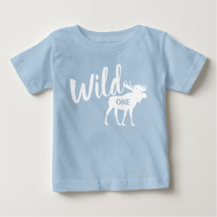 Wild One Moose 1st Birthday Party Baby T-Shirt
